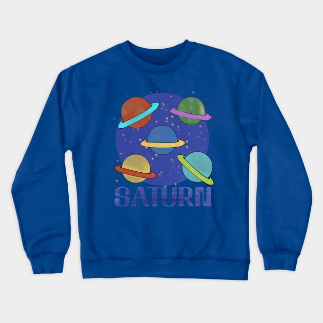 Saturn Planet pattern Crewneck Sweatshirt by RiyanRizqi